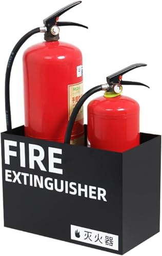 Caja De Extintor De Incendios De Soldadura De Hierro, Capacidad para 2 Extintores De Incendios De 1-8 Kg, Soporte De Extintor De Incendios para Exhibición, Soporte De Extintor De Incen, Black