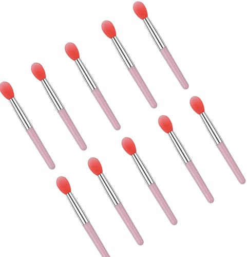 Juego de 10 brochas de silicona para maquillaje de labios, herramienta de aplicación suave, diseño de limpieza rápida para mezclar detalladamente el lápiz labial