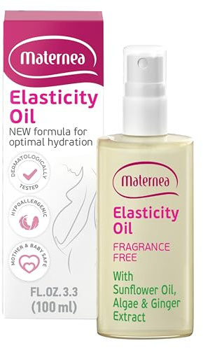 Maternea Elasticity Oil with Active Ingredients - Ginger & Algae Extracts, Skin Smoothing, Stretch Marks Prevention - Pregnancy-Safe & Perfume Free (100 ml)