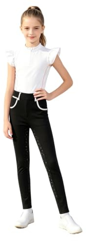 Sywiyi Flicka turneringsoutfit ridning träningsoverall turneringströja ärmlös med ridbyxor skinny leggings ridkläder
