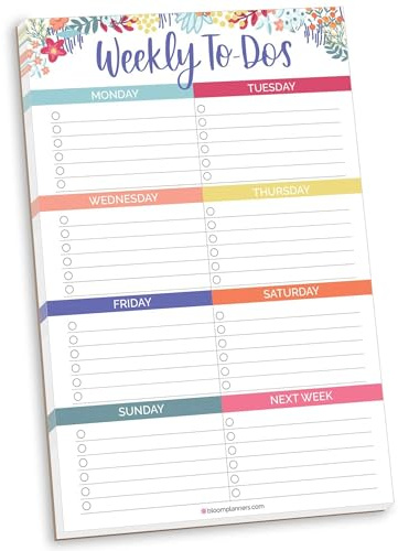 bloom daily planners Undated Weekly Tear-Off To Do List Planning Pad with Magnets - Hanging Notepad Organizer for Fridge - 6” x 9” - Floral Dots