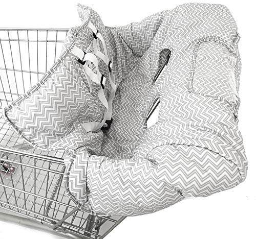 2 en 1 Housse de siège pour poussette de bébé - Design portable (Chevron gris)