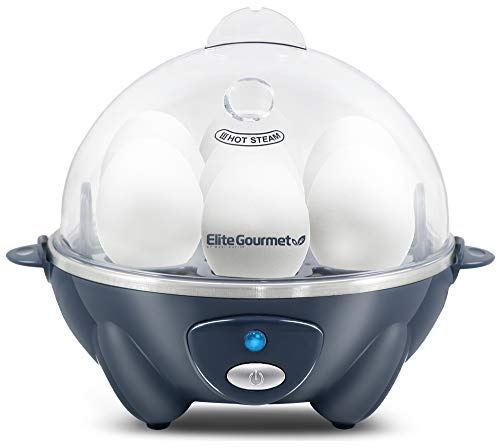 Elite Gourmet Easy Electric 7 Egg Capacity Soft, Medium, Hard-Boiled Cooker Poacher, Scrambled, Omelet Maker with Auto Shut-Off and Buzzer, BPA Free