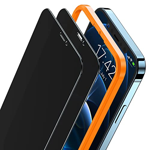 UniqueMe [2 Stück] Sichtschutz Schutzglas für iPhone 12/12 Pro Schutzglas [9H Härte Full Screen], [Bläschenfrei, Kratzfest] für iPhone 12/12 Pro Sichtschutz 3D Schutzfolie mit Positionierhilfe