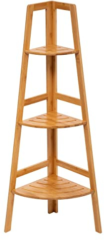 5five - scaffale angolare in bambù a 3 livelli