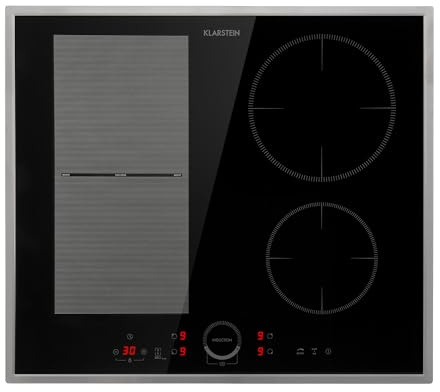 Klarstein Placa Induccion Eléctrica 7000W, Vitrocerámica Inducción Eléctrica de 4 Fuegos, Placas de Cocción de Sobremesa, Control Táctil, Placas de Cocción de Inducción, Placas Eléctricas para Cocinar