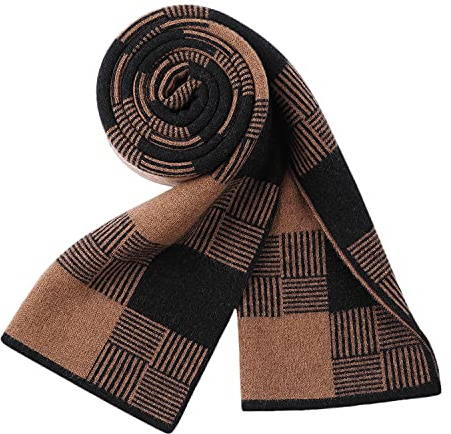 WANYING Herbst Winter 6% Wolle Herrenschal Gestrickter Schal Strickschal Wolleschal für Herren Mode Schick Casual Business 180 × 30 cm Klein Kariert