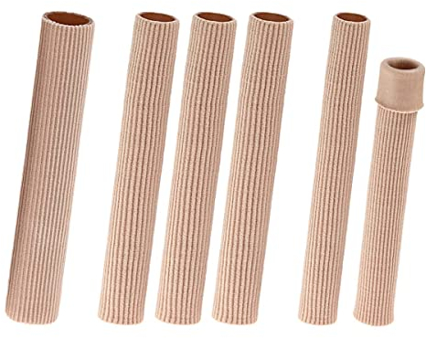 Zehenschutz, 6 Pcs Silikon Zeh Fingerschutz Schlauchverband Zehenspreizer Flip Flop Verbandsmaterial für Hammerzehen Blasen Schwielen,Zehenkappen für Zeh Großer 2,5x15cm Mittel 2x15cm Kleiner 1,5X15cm