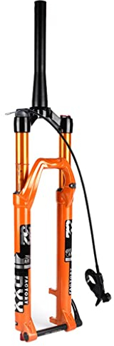 LvTu MTB Fahrrad Magnesiumlegierung Suspensionsgabel 27,5/29 Zoll, Kegelstoßdämpfer Vordere Gabel Schwarz/Orange (Color : Orange Tapered Remote Lockout, Size : 29)