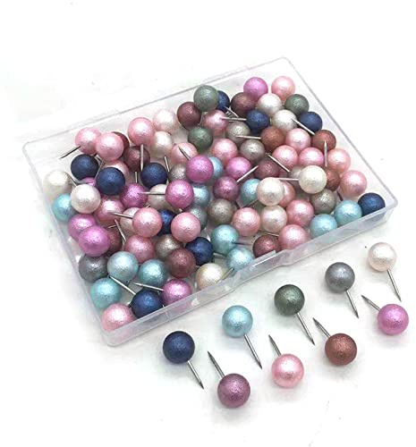 Egurs 100 Stück Map Push Pins Rundkopf Stecknadeln Landkarte Pinnadeln Karte Nagel für Weltkarte,Cork Board,Stoffmarkierung DIY Werkzeug