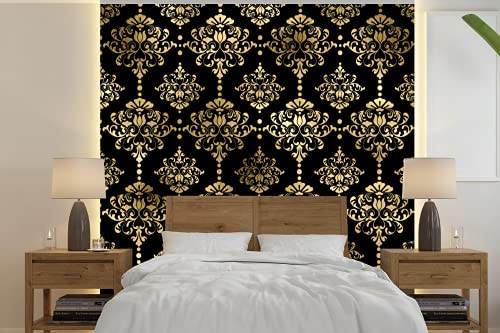 MuchoWow Papier peint Motifs - Baroque - Or - Noir Papier peint photo 280x280 cm Papier peint imprimé