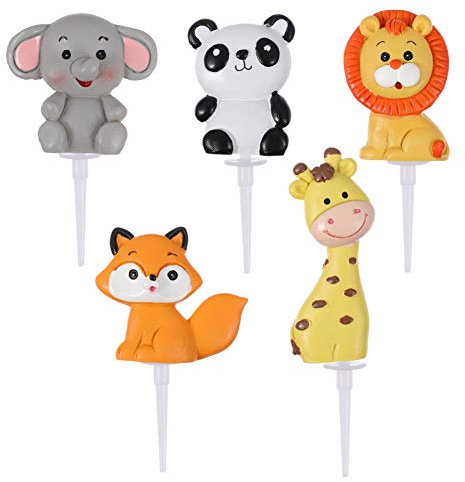Toyvian 5stücke Dschungeltiere Tortenaufsatz Tierfigur Kuchendekoration Party Food Picker Mit Elefanten Panda Giraffe Löwe Fuchs Für Geburtstage Hochzeiten Kindergeburtstage