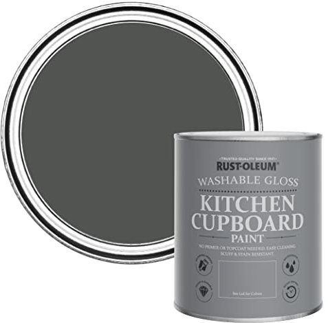 Rust-Oleum Grey Kitchen Cupboard Paint in Gloss Finish - Graphite 750ml