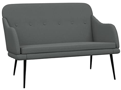 vidaXL Sitzbank, Bank Polsterbank mit Rückenlehne Armlehne, Sofa Flurbank für Wohnzimmer, Garderobenbank Metallgestell, Modern, Dunkelgrau Stoff