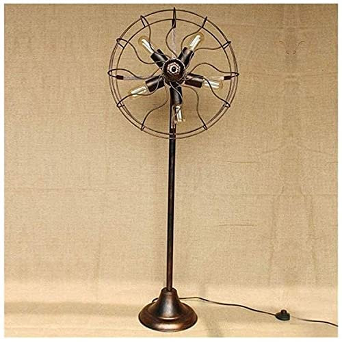 Lámpara de mesa para el cuidado de los ojos Lámpara de sala de estar con forma de ventilador Lámpara de pie con personalidad Lámpara de pie Industrial Retro Jaula de metal Sala de estar Dormitorio