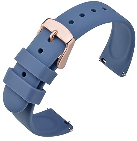 ANNEFIT Bracelets de Montres Silicone, Bracelet de Rechange en Caoutchouc à Dégagement Rapide 18mm 20mm 22mm, Boucle en Acier Inoxydable