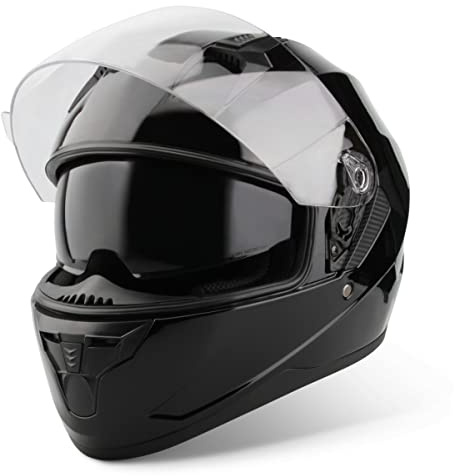 VINZ Kennet Casco Integral Moto | con Visera Solar | ECE 22.06 Homologado | Casco Scooter & Ciclomotor | En Tamaño XS - XXL | para Hombre y Mujer - Negro