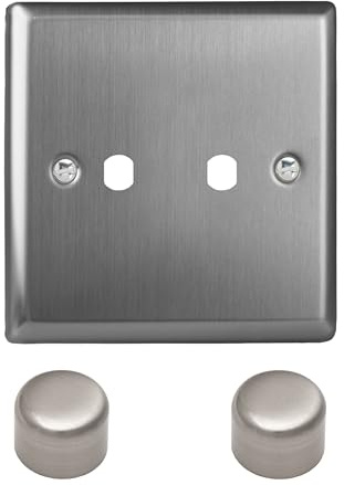 Varilight Double Faceplate Kit (Dimmer Modules Not Included) - Classic Brushed Steel With Brushed Steel Knob, WT2