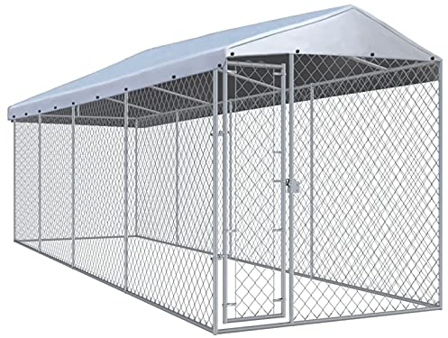 BaraSh Outdoor-Hundezwinger mit Überdachung EisenkäFig FüR Hunde Outdoor Hundezwinger HaustierkäFig Hundevilla 760x190x225 cm