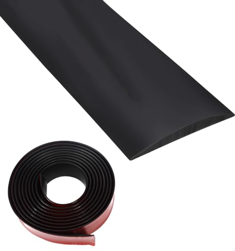 Profil de transition Rail de transition en vinyle autocollant, bandes de revêtement de sol, bandes de revêtement en grain de bois pour sols (noir, 5 cm × 3 m)