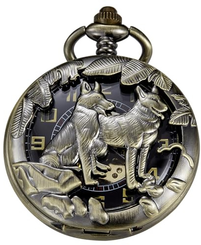 Tiong Single Open Design Mechanical Pocket Watch, Men's Mechanical Movement Roman Digital Dial Pocket Watch