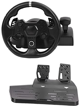 Vomeko Volante da Corsa Volante da Corsa USB 7 in 1 con Rotazione a 270° E Doppio Motore con Pedali E Cambio per PS3, PS4, X Box One/360, N Intendo Switch, PC E Ndroid.