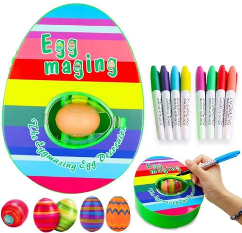 Abnaok påskäggsmaskin, påskägg dekorationsset, påskägg dekorera maskin med spinnare, äggmåla maskin, målade present för barn gör-det-själv påskägg dekoration