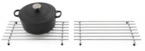 simplywire – grytgaller – tvåpack – värmetåligt – köksbänkskiva – stort – Krom | Värmebeständig – köksbänkskydd – belagt stål