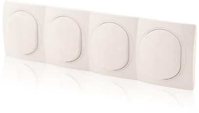 Nobilis - Juego de 4 Interruptores Pulsadores Conmutadores (ABS, 10AX 250 V, diámetro de 60 mm, 4 marcos, montaje en pared, 80 x 293 mm, horizontal)