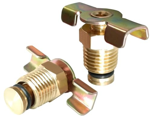 BesNPT Brass 1/4'' NPT Male Air Compressor Drain Valve with Wing Nut Handle Tank Drain Cock Wing Style Valve (Pack of 2)