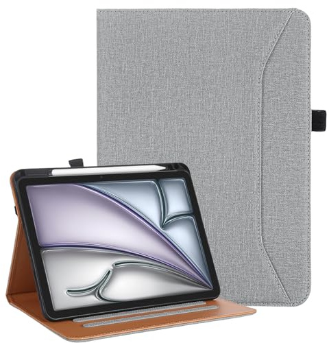 Vakarey Hülle für iPad Air 11 Zoll M4 2026/M3 2025/M2 2024,iPad Air 5./4. Generation 10.9 Case mit Stifthalter,Handschlaufe & Stoßfest Standfunktion,Grau