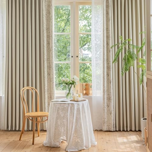 Thermo Gardinen mit Ösen, Aprikose Pflanzen Muster Patchwork Thermoisolierte Verdunkelungsvorhänge mit Ösen für Schlafzimmer-Fenstervorhänge132 x 274 cm