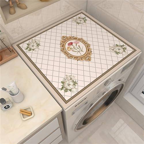 Xisnuient Blumen-Waschmaschinenunterlage, Gitter-Trockner-Oberseite, Schnelltrocknend, Wasserabsorbierend, Geeignet Für Küche, Waschküche, Wasserdicht, Mikrowelle, Kühlschrank (Colour 2,60x60cm)