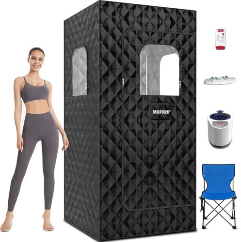 MQFORU Tragbare Saunakiste, XL-Dampfsaunazelt mit 3L 1200W Dampfgarer und großem Stuhl, persönlicher Spa-Raum, Sauna-Schweißzelt für Gesundheit und Erholung