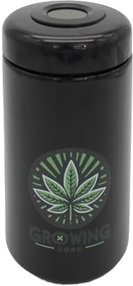 Cannabis Härtungsglas Humidor inkl. Hygrometer 500ml, Luftfeuchtigkeits- und Temperatursensor mittels Hygrometer aus hochwertigem Violettglas