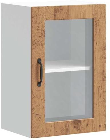 vidaXL Küchen-Hängeschrank mit Glastür Porto Altholz-Optik