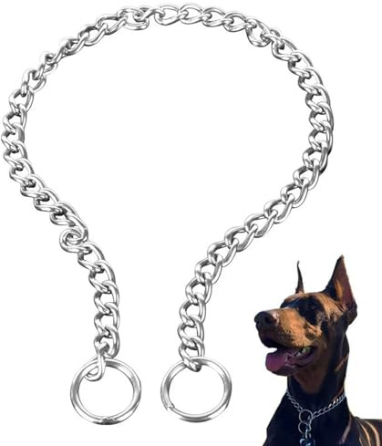 T TAKONE Edelstahl Hundehalsband Kette, Verstellbares Hundekette Halsband, Kaubeständiges Ketten Halsband für Hundetraining und Spaziergänge (Ring)
