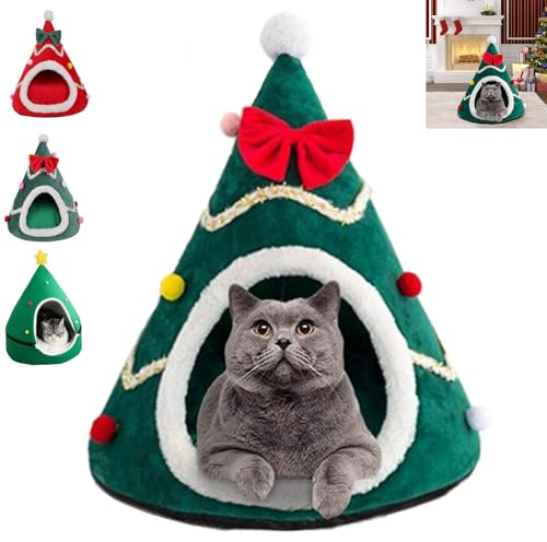 Ficugxd Weihnachts katzenbaum, Weihnachtsbaum kratzbaum Katze, katzenhaus Weihnachten, katzentunnel Weihnachtsbaum, katzenbett Weihnachten, Weihnachtsbaum Tunnel Katzen, Christmas Tree cat Tunnel