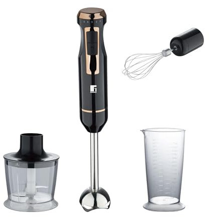Batidora de Mano 3 en 1 1000W- Control 5 Velocidades con Turbo - Picadora 500ml, Taza 700ml y Varilla Batidora Copper Bergner