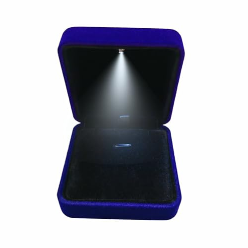 GBYAN Halskettenbox mit LED-Licht, Halsketten-Geschenkbox, Schmuckvitrine aus Samt für Heiratsantrag, Verlobung, Hochzeit und Geburtstag
