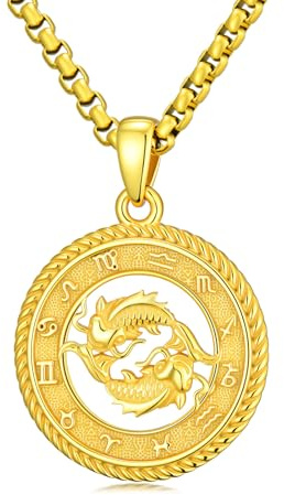 PARYFO Collier avec pendentif signe du zodiaque 12 signes du zodiaque, chaîne horoscope oxydée/or, pendentif constellations, astrologie, cadeau d'anniversaire pour hommes et femmes, 22MM, Argent