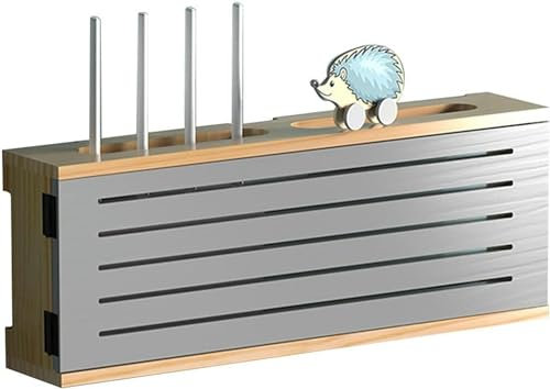 ITTRUH Router cabinet,Router Shelf, Multi Function Router Storage Boxes TV Lower Row Socket Occlusion Box Wireless Router Shelf(Gray)