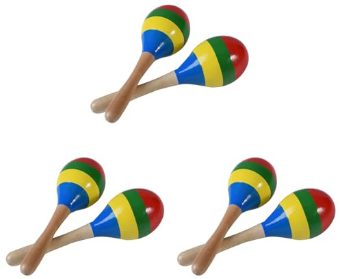 Booso Maracas Hochets à Percussion à Main, Instrument de Musique Rumba Shaker en Bois pour Enfants Adultes, Lot de 6