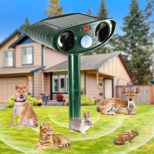 Ultrasonic Garden Cat Repellent, Cat Deterrents for Gardens, Repellent Cat Deterrents, Solar Powered Animal Repeller with Outdoor Waterproofing Applicable to a Wide Range of Animal Repellents