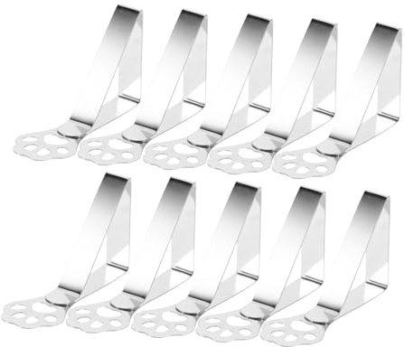 HOMSFOU 10piezas Pinzas Manteles Acero Inoxidable Sujetamanteles Picnic Restaurante Camping Boda Fiesta Graduación Resistentes Cables