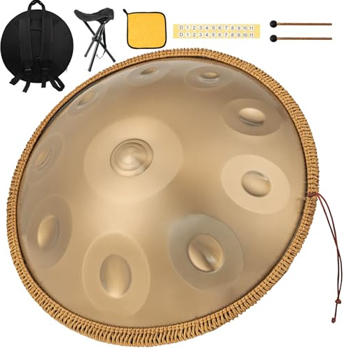 440 Hz Handpan Drum 10 Notas 22 Pulgadas Handpan Instrument D Menor Handpan Music Percusión Armónica que Genera Resonancia Cómoda Ideal para Principiantes en Sanación con Sonido, Meditación