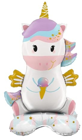 Catelves Einhorn Standballon Folienballon, Einhorn Luftballons Deko Kindergeburtstag, Unicorn Standballon Geburtstag, 37x60cm Süßes Unicorn Ballon Deko für Mädchen Kinder