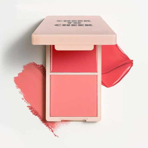 MOYOU LONDON Duo Blush Palette 2 in 1 in crema e fard in polvere per un bagliore rugiadoso e un colore a lunga durata, trucco vegano e cruelty-free, per tutti i tipi di pelle, petalo fumoso