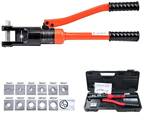 OZBME Pinza idraulica Rossa, utensile per crimpatura Manuale, utensile per crimpatura di capicorda, YQK-300 (Rosso 300)