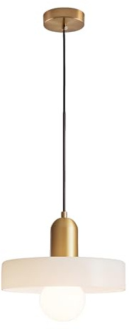 EKSED Lámpara Colgante Vintage de Vidrio con Base E27, Lámpara de Techo Ajustable, Ideal para Sala de Estar, Dormitorio, Cocina (Blanco, 35cm)